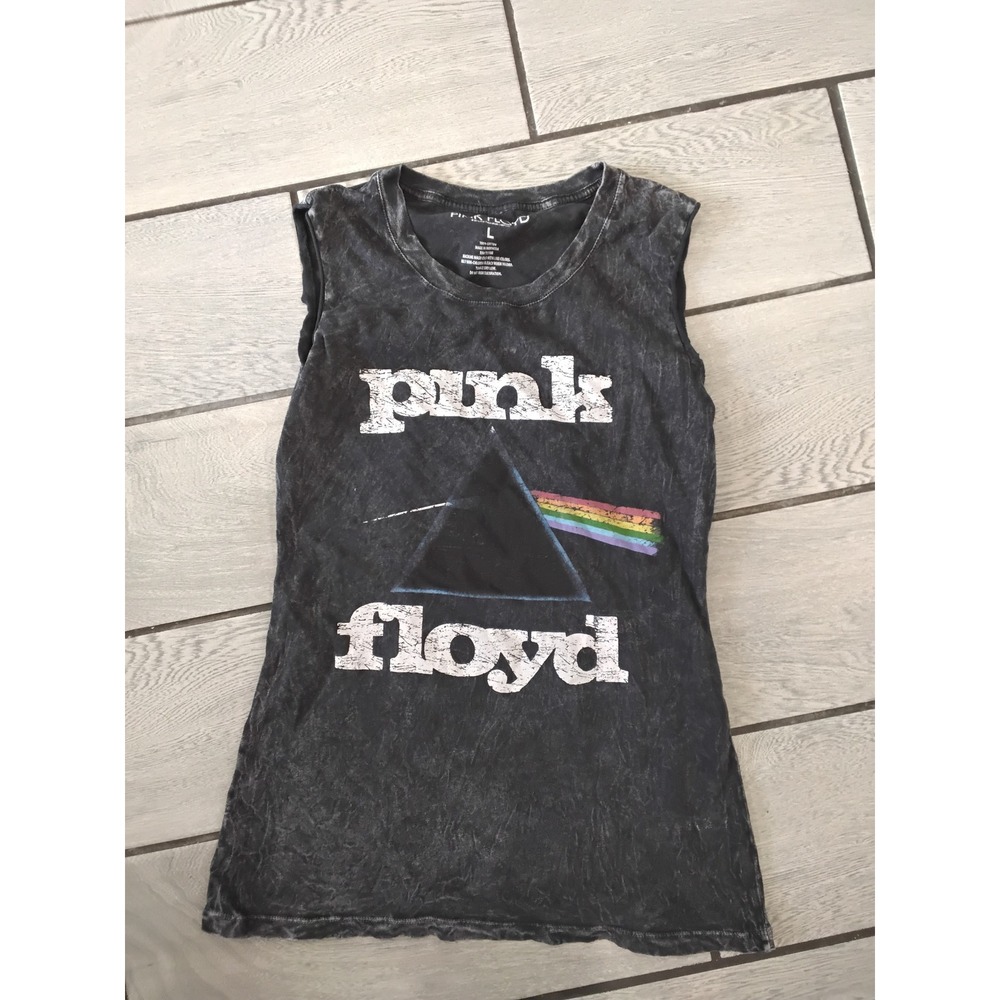 Pink Floyd Dark Side of the Moon Acid Wash Shredded Back Tank Top Large